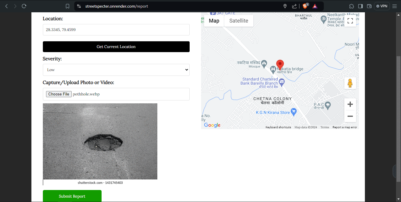 StreetSpecter: Real-Time Pothole Detection System demo